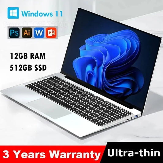 2025 New Laptop Computer Windows 11 Intel Atom x7 A3950 Notebook PC Gamer 12GB RAM 512GB 1TB SSD 1920*1080 Office Computer Dropshipman