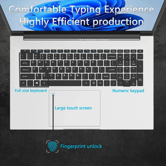 2025 New 18.5" Laptop 16GB RAM 512GB SSD Intel N150 Portable Notebook Lightweight Backlit Keyboard Fingerprint Windows 11 Dropshipman