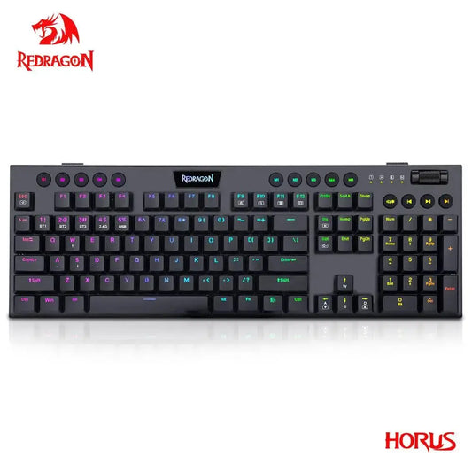REDRAGON Horus K618 RGB support Bluetooth 5.0 wireless USB 2.4G 3 mode Mechanical Gaming Keyboard 104 Keys for Compute PC Laptop Dropshipman