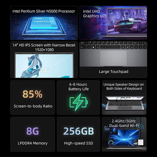 Bmax S14 Pro Intel N5000 8Gb Ram 256Gb Ssd Cpu 1920*1080 14 Inch Laptop Windows 11 Dual Notebook Wifi USB Laptop Pc Dropshipman