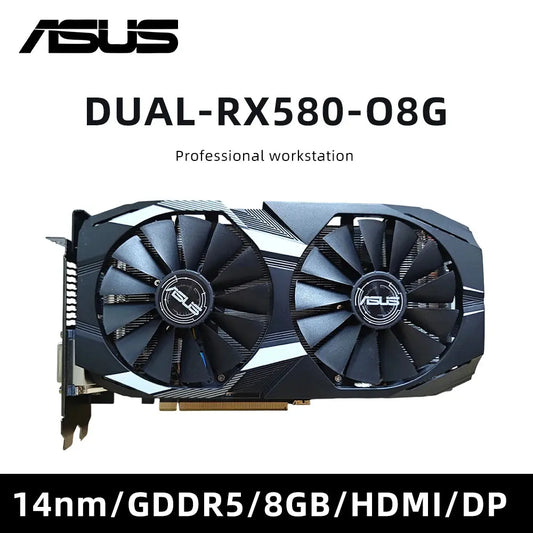 ASUS Dual Radeon RX 580 8GB GDDR5 Gaming GPU - Dual Fans, IP5X, Overclocked, 1080p, Auto-Extreme, 0dB Silent, HDMI/DP Dropshipman