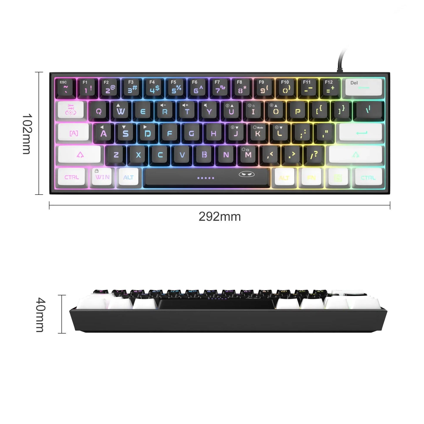 MageGee TS91 60% Compact Wired Keyboard 61 Keys RGB Backlight Small Portable Office Computer Membrane Keyboard For Windows PC Dropshipman