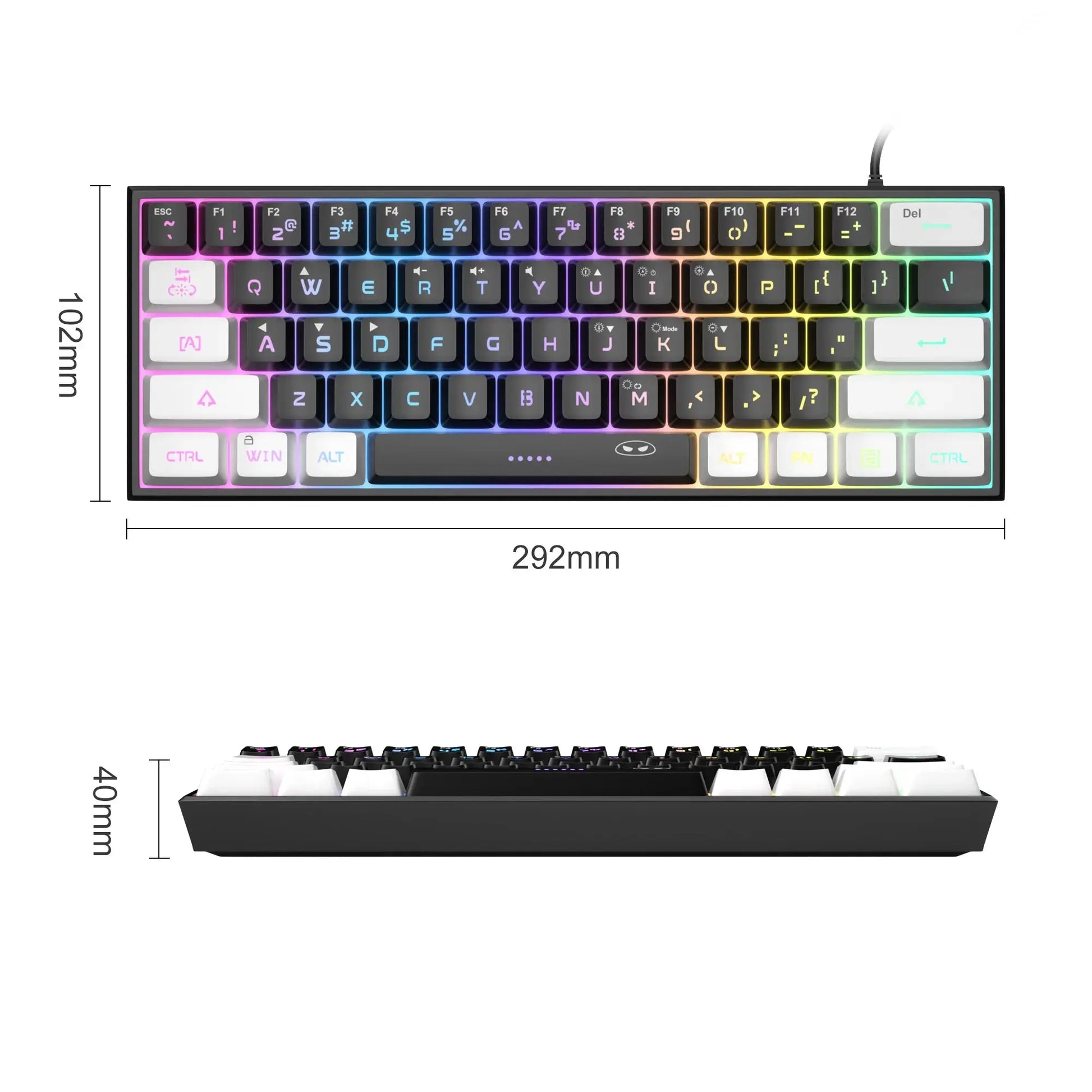 MageGee TS91 60% Compact Wired Keyboard 61 Keys RGB Backlight Small Portable Office Computer Membrane Keyboard For Windows PC Dropshipman