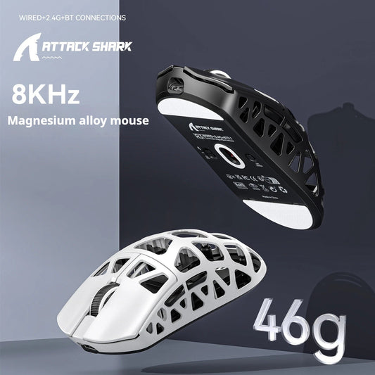 Attack Shark R3 Mouse Magnesium Lightweight PAW3395 Tri-mode Bluetooth Wireless CNC 8K Gaming Portable Laptop Desktop Tablet Dropshipman