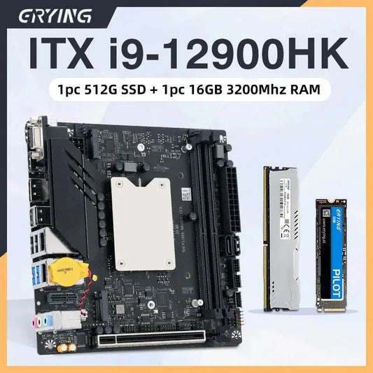 ERYING Gaming PC Computer Motherboard CPU RAM Combo Interposer Kit i9 12900HK Procesador+DDR4 RAM 16GB 3200Mhz+512GB NMVE M.2 Dropshipman