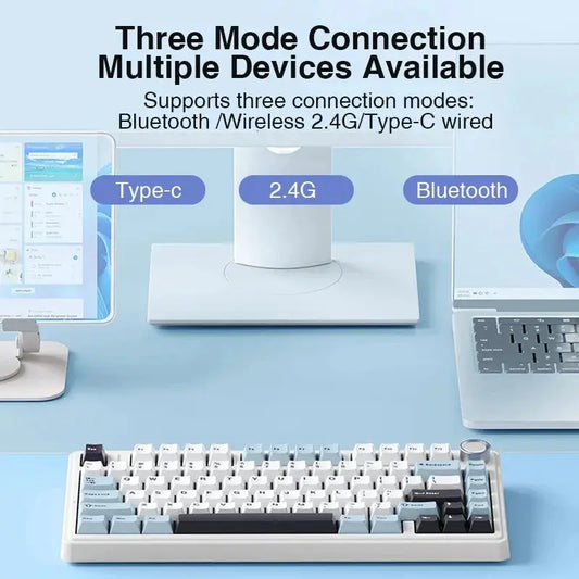 AULA F75 2.4G Wireless/Bluetooth/Wired Gaming Mechanical Keyboard RGB Customized 75% Layout OEM Profile Gasket Structure Dropshipman