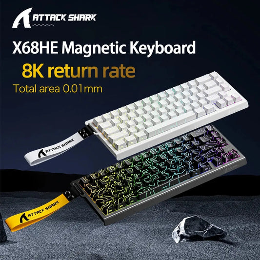 X68HE ATTACK SHARK Magnetic Gaming Keyboard Mechanical Wired for Pro Gaming 0.01mm Rapid Trigg 8000Hz SOCD/Rs 0.125ms 128K Rate Dropshipman