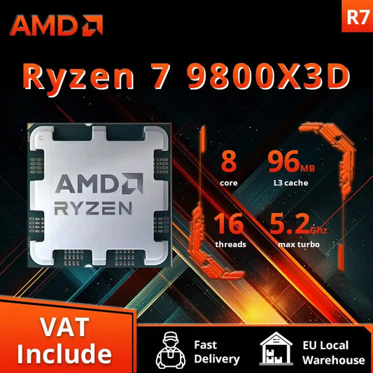 AMD Ryzen™ 7 9800X3D New Processor , 3D V-Cache 8C/16T 120W up to 5.2 GHz, L3=96M 100-100001084 Socket AM5 but without cooler Dropshipman