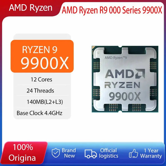 AMD Ryzen 9900X Processor 4.4GHz 12 Core 24 Thread Zen 5 192GB DDR5 5600MHz 140MB Game Cache 4NM TDP 120W Socket AM5 Gaming CPU Dropshipman
