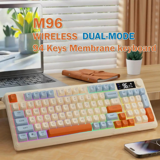 ZIYOU LANG Wireless Gaming Keyboard with Display Screen & Knob, Bluetooth/2.4GHz Quiet Membrane Keyboard, 3000mAh Rechargeable Dropshipman