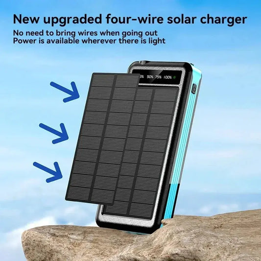 Xiaomi 50000mAh Solar Power Bank Wireless Fast Charging Battery Large Capacity Mobile Power Dual USB 4 Cables For iPhone Samsung Dropshipman