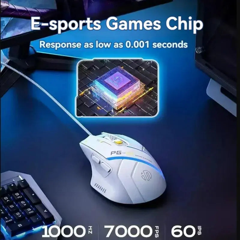 Inphic Pg1 Wired Mouse Gaming Mouse RGB Light Emitting Macro Programming 12800DPI 6 Keys Computer Mouse 1000hz Polling Rate Dropshipman