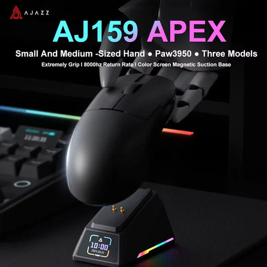 AJAZZ AJ159 APEX/AJ159PRO Wireless Gamer Mouse with RGB Magnetic Charging Base Lightweight  AJ159P Gaming Mouse for PC Laptop Dropshipman
