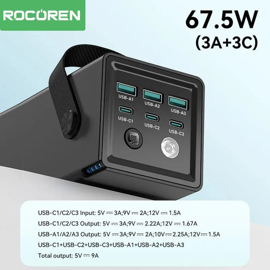 Rocoren 50000mAh Power Bank 22.5W Fast Charging USB Type C Powerbank With Flashlight Camping External Battery For iPhone 16 15 Dropshipman