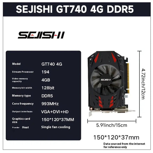 SEJISHI AMD GT740 4G D5 Gaming Graphics Card GDDR5 128Bit Dropshipman