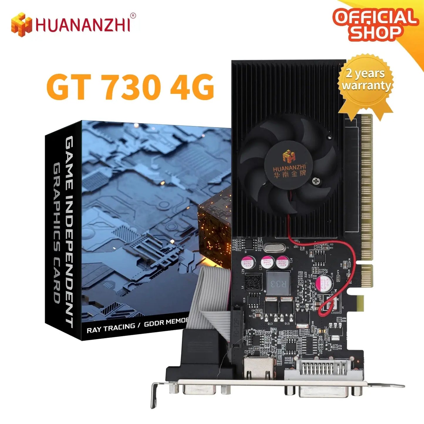 HUANANZHI GT 730 4G Graphics Cards 128Bit GDDR3 HDMI-Compatible VGA DVI GPU Video Card Dropshipman