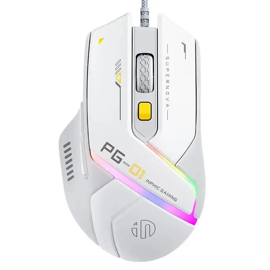 Inphic Pg1 Wired Mouse Gaming Mouse RGB Light Emitting   Macro Programming 12800DPI  6 Keys Computer Mouse 1000hz Polling Rate Dropshipman