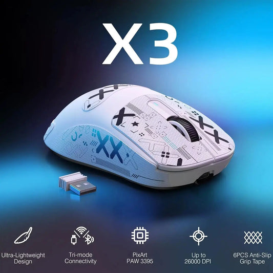 ATTACK SHARK X3 Lightweight Wireless Gaming Mouse, 49g Tri-Mode,PAW3395 26K DPI Sensor, 200h Battery Life,5 Programmable Buttons Dropshipman