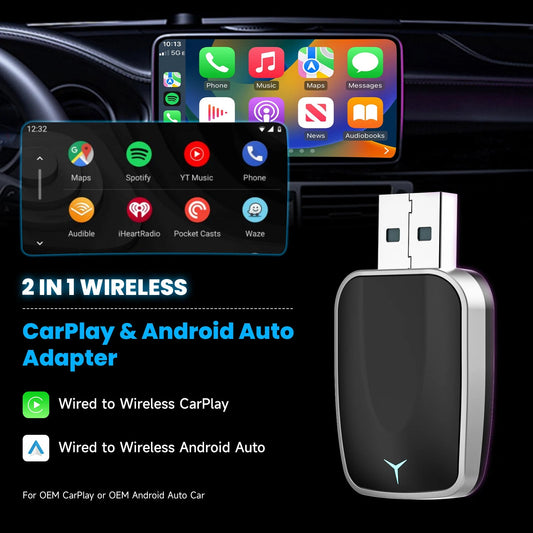 2-in-1 Wired to Wireless CarPlay Adapter & Android Auto Wireless Adapter Plug & Play Dropshipman