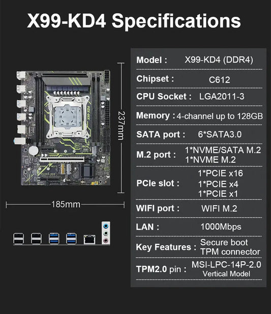 X99 XD4 motherboard tpm 2.0 Xeon Kit E5 2680 2690 V4 CPU DDR4 RAM complete combo LGA 2011 V3 motherboards X99 with processor Dropshipman