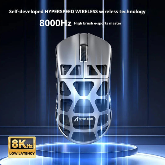Attack Shark R3 Mouse Magnesium Lightweight PAW3395 Tri-mode Bluetooth Wireless CNC 8K Gaming Portable Laptop Desktop Tablet Dropshipman