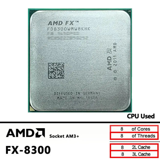 AMD FX-8300 3.3 GHz Used Eight-Core 8M Socket AM3+ CPU 95W Dropshipman