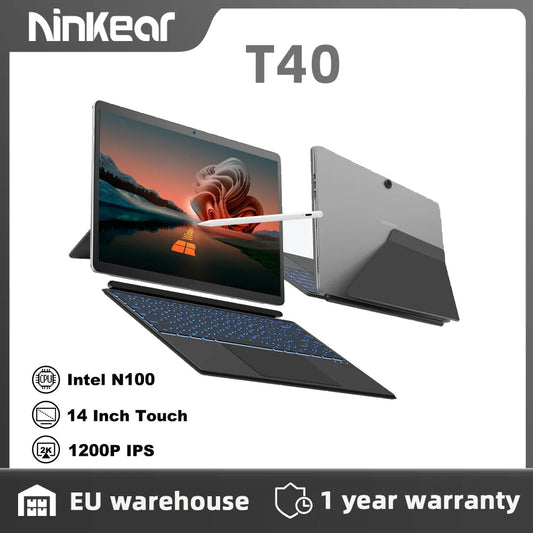 Ninkear T40 Tablet Mini Laptop 14 inch 2 in 1 Intel N100 16GB+512GB 1200P IPS Touch Screen Windows 11 Notebook Free Shipping Dropshipman