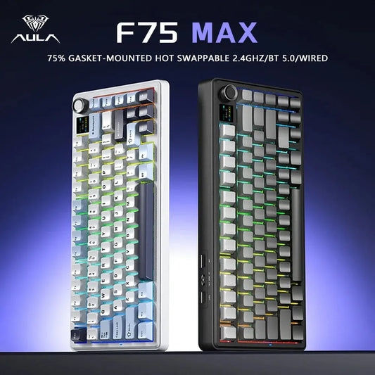 AULA F75 MAX Gaming Mechanical Keyboard 75% Wired/Bluetooth/2.4G Hot-Swap RGB E-sports Keyboard with TFT Screen for PC/Mac  ﻿ Dropshipman