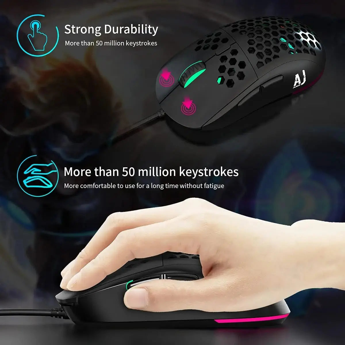 AJAZZ AJ380 RGB Wired Gaming Mouse 16000 DPI Adjustable Mouse 6 Buttons Ergonomic Mouse Computer Mice For Laptop PC Gamer Dropshipman