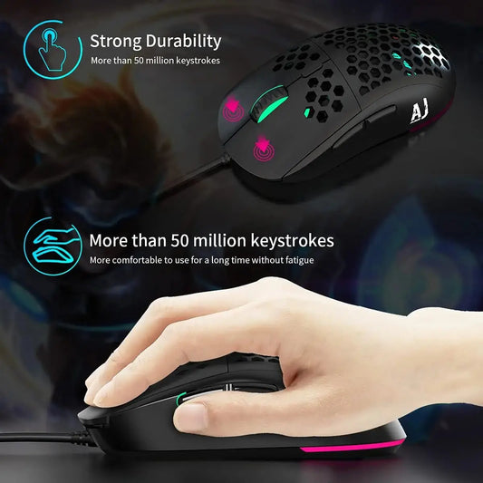 AJAZZ AJ380 RGB Wired Gaming Mouse 16000 DPI Adjustable Mouse 6 Buttons Ergonomic Mouse Computer Mice For Laptop PC Gamer Dropshipman