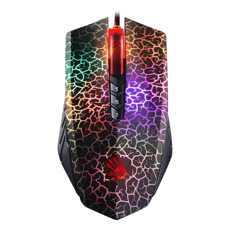 A70 Bloody Light Strike Black Gaming Mouse, 100-6200 CPI Adjustable, 6 Sniper Modes, Durable X Glide Metal Armor Boot Dropshipman