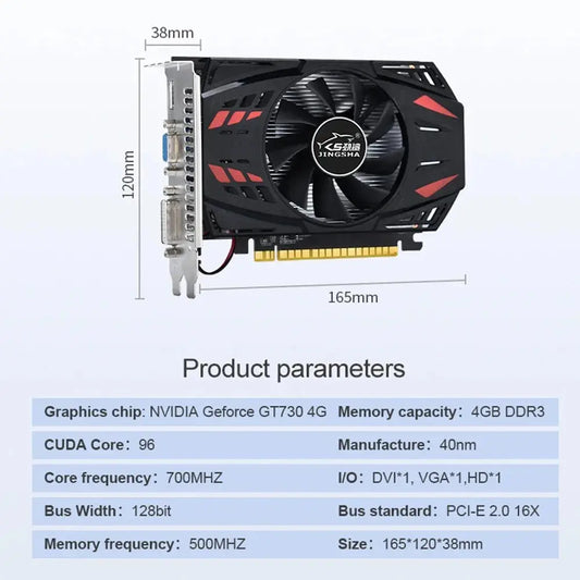 GT730 4GB Video Card 64Bit DDR3 With HDMI VGA DVI Port Nvidia Graphics Card PCIE X16 2.0 GT730 GPU Desktop Computer Dropshipman