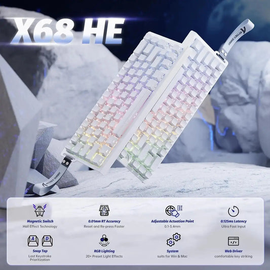 ATTACK SHARK X68 HE Rapid Trigger Mechanical Gaming Keyboard 60% Wired with Adjustable Actuation,Hall Effect Magnetic Switch,8KH Dropshipman