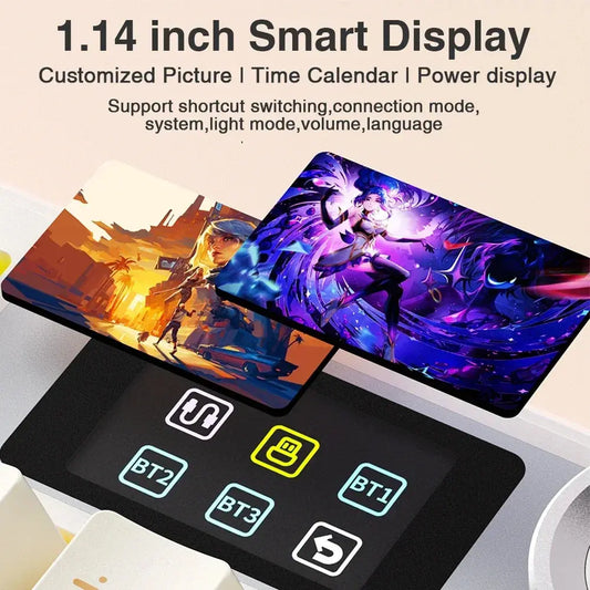 AULA F108 pro Wireless Bluetooth Keyboard Macro Gaming keyboard Gasket Hot-swap Full Size Keyboard with TFT Smart Display Dropshipman