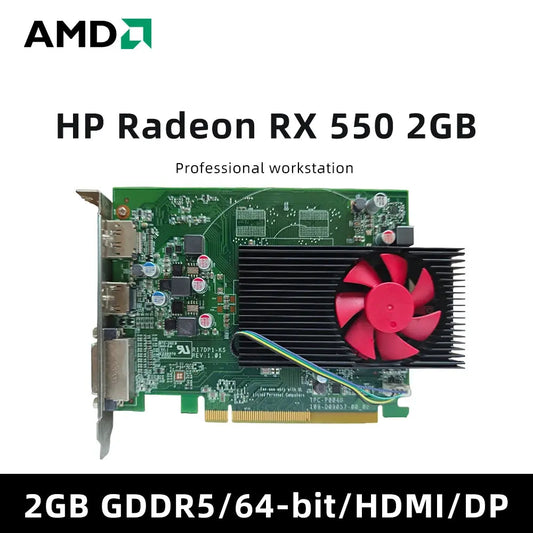 Radeon RX550 2GB GDDR5 Low Profile GPU, Silent Cooling, 4K/HDR Support, Multi-Monitor Ready for Office/Home Theater/Light Dropshipman