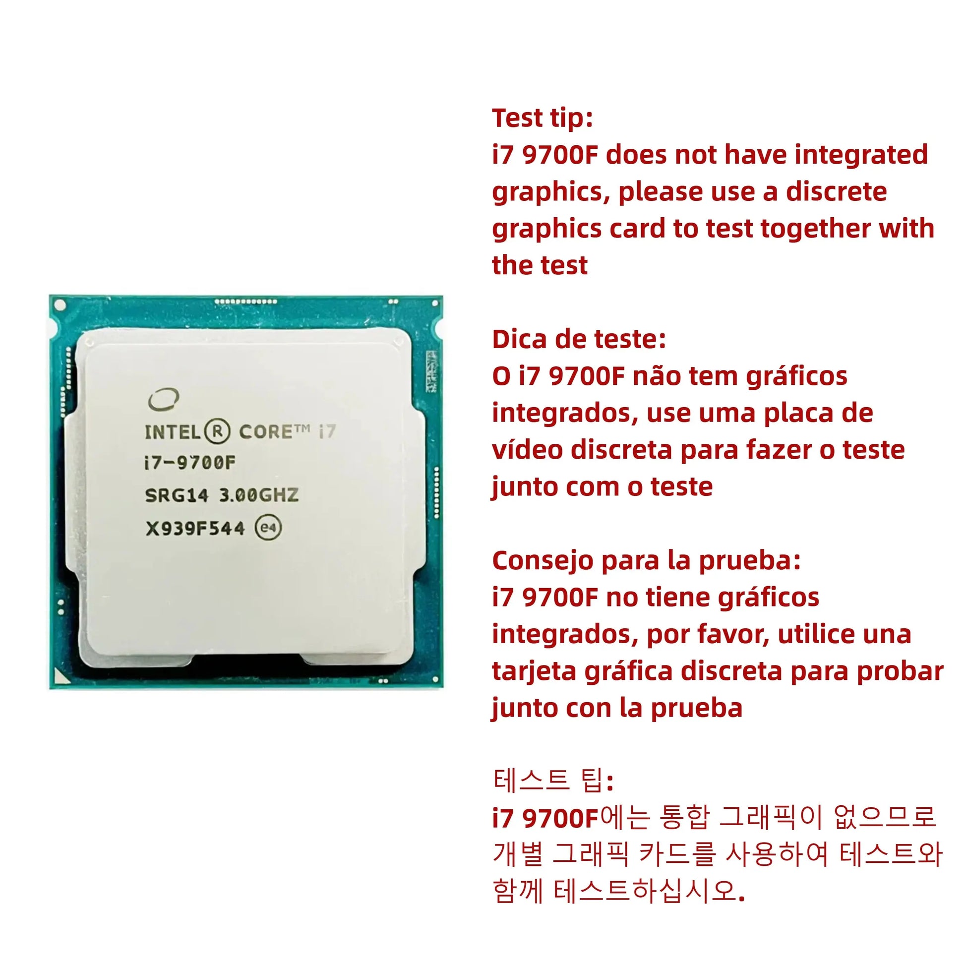 Intel Core i7 9700F CPU 3.0GHz PC Desktop LGA 1151 Eight-Core Eight-Thread Processor Dropshipman