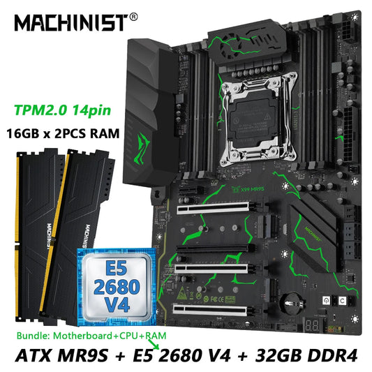 MACHINIST X99 MR9S Motherboard kit LGA2011-3 Xeon E5 2680 V4 cpu 32GB DDR4 Four channel TPM 2.0 Interface NVME M.2 USB3.0 Dropshipman
