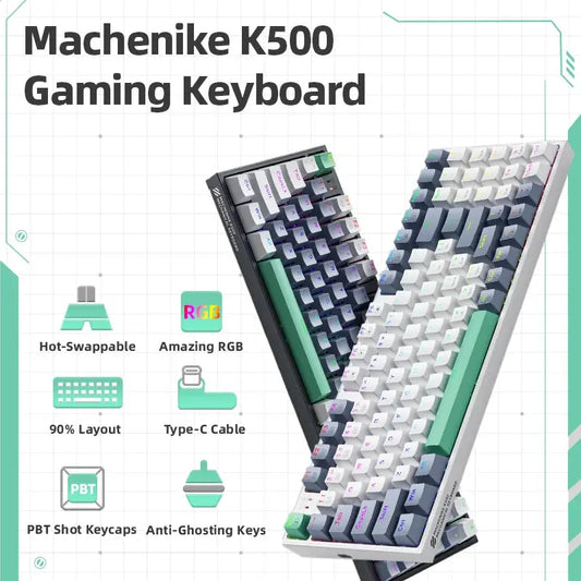 Machenike K500 Mechanical Keyboard Gaming Keyboard Wired Keyboard Hot Swappable 94 Keys RGB Light Mac Windows Dropshipman