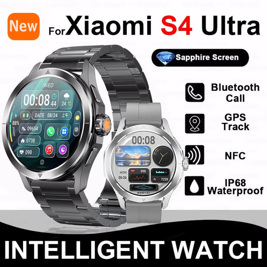 For Xiaomi S4 Ultra Outdoor Sports Smart Watch Men AMOLED Screen NFC GPS Compass Heart rate Waterproof Bluetooth Call SmartWatch Dropshipman