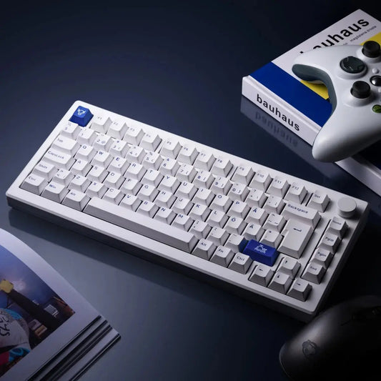 Akko 5075B Plus Blue on White 75% ISO-DE Layout Mechanical Gaming Keyboard Hot-swapple Multi-Modes 2.4GHz /USB Type-C/BT 5.0 Dropshipman