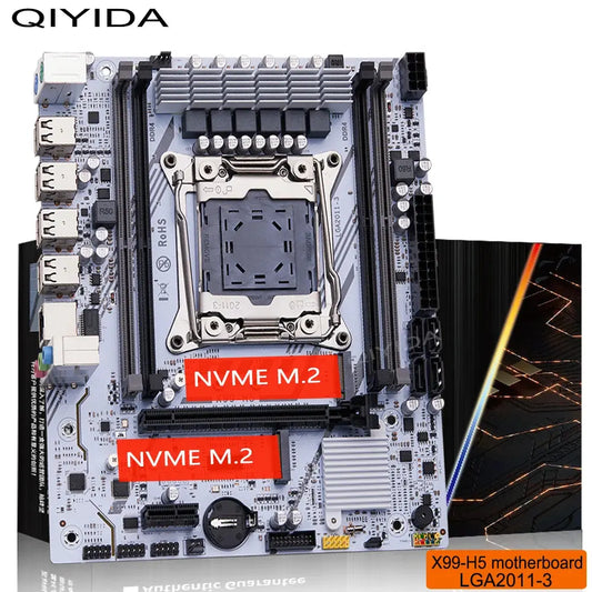 QIYIDA X99 Motherboard Set Kit With LGA2011-3 Xeon E5 2630 V4 CPU DDR4 16GB REG ECC memory PCI 16x NVME M.2 SATA x99 H5 Dropshipman