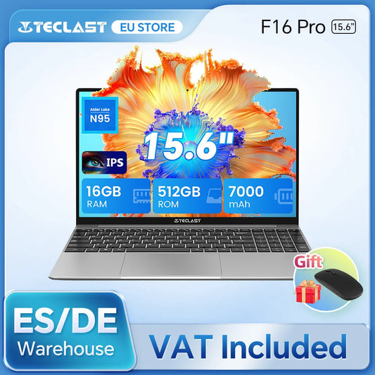 Teclast F16 Pro Laptop, Windows 11 Pro Computer, Intel N95 CPU, F16Pro Notebook, 16GB RAM 512GB SSD, 15.6 inch IPS 1920x1080, Wi-Fi 6, USB3.2, Backlit Keyboard, Mini-HDMI Dropshipman