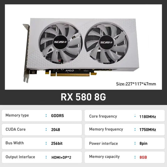 SEJISHI SJS RX580 8G Video Card GDDR5 Memory Gaming Graphics Card Desktop Computer RGB placa de video AMD Radeon RX 580 8GB GPU Dropshipman