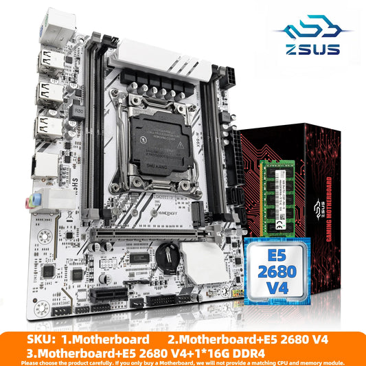 ZSUS X99-W Motherboard Set Kit With LGA2011-3 Xeon E5 2680V4 CPU DDR4 16GB (1*16GB) 2133MHZ RAM Memory NVME M.2 SATA Dropshipman
