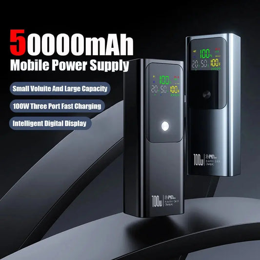 50000mAh Portable Color Screen Power Bank Supports PD100W Bidirectional Fast Charging Suitable For IPhone Laptop Samsung Dropshipman