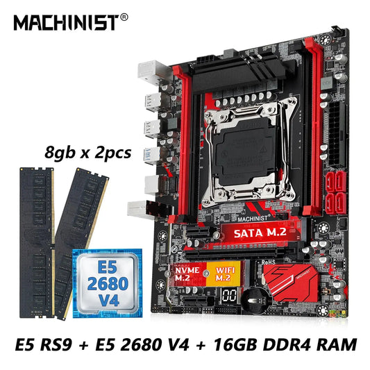 MACHINIST RS9 X99 Motherboard Kit LGA 2011-3 Set Xeon E5 2680 V4 CPU + DDR4 16GB RAM Memory Combo NVME M.2 four channels Dropshipman