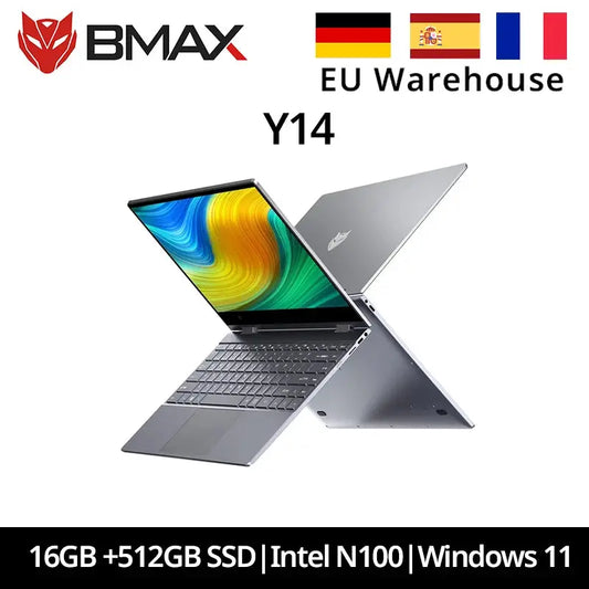 BMAX Y14 Laptop 14 inch Notebook Windows 11 16GB RAM LPDDR5 512GB SSD 1920*1080 IPS Intel N100 laptops Computer Dropshipman