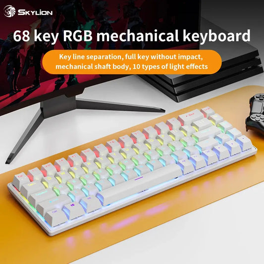 K68 Wired Mechanical Keyboard 10Kinds of Colorful Lighting Gaming and Office For Microsoft Windows and Apple IOS System Dropshipman