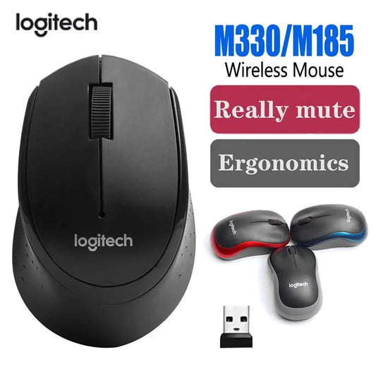 Logitech M330 Wireless Mouse Gaming Esports Peripheral 2.4GHz USB1000 M185DPI 3 Buttons Optical Mouse Adjustable for Laptops PC Dropshipman