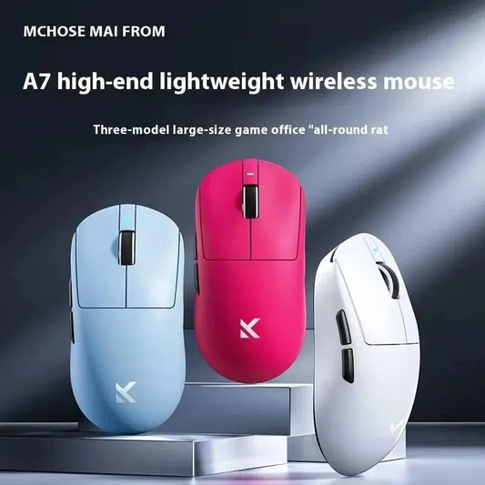 MCHOSE A7 Ultra Lightweight Wireless Bluetooth Mouse for Gaming And Office 3-Mode Professional Electronic Laptop Mouse Paw3395 Dropshipman